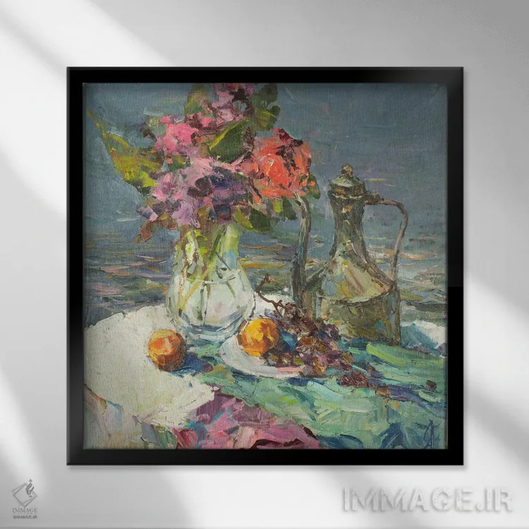 تابلو طبیعت بیجان ساحلی اثر سرگئی الکساندروویچ پوزدیف - نمای قابدار مشکی