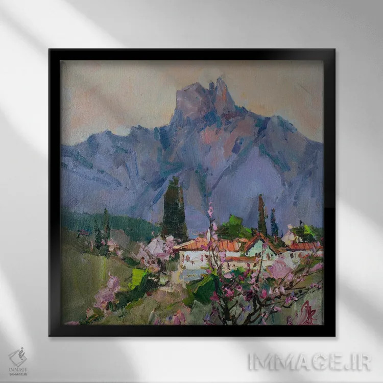 تابلو بهار در ارتفاعات اثر سرگئی الکساندروویچ پوزدیف - نمای قابدار مشکی