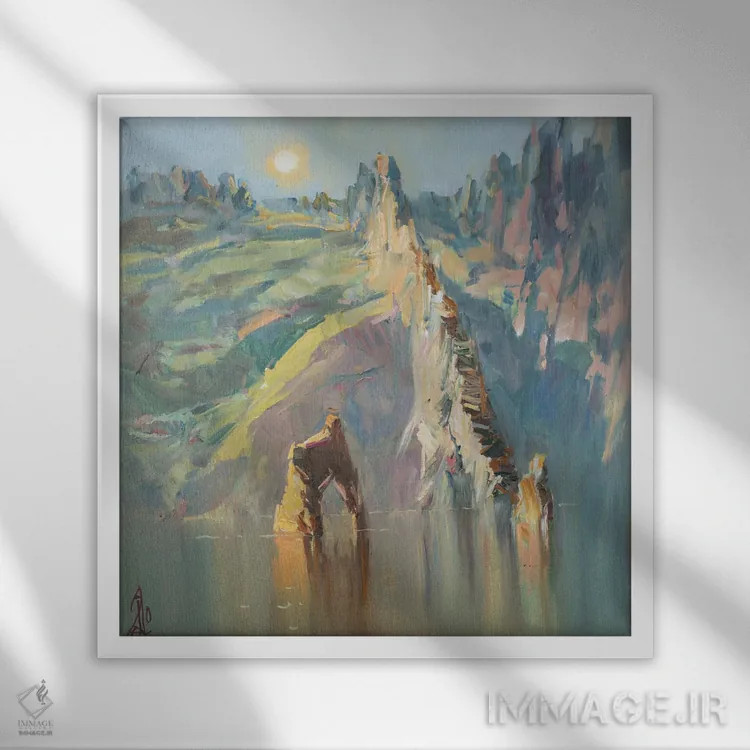 تابلو کاراتاگ. دروازههای طلایی (منطقه کریمه) اثر سرگئی الکساندروویچ پوزدیف - نمای قابدار سفید