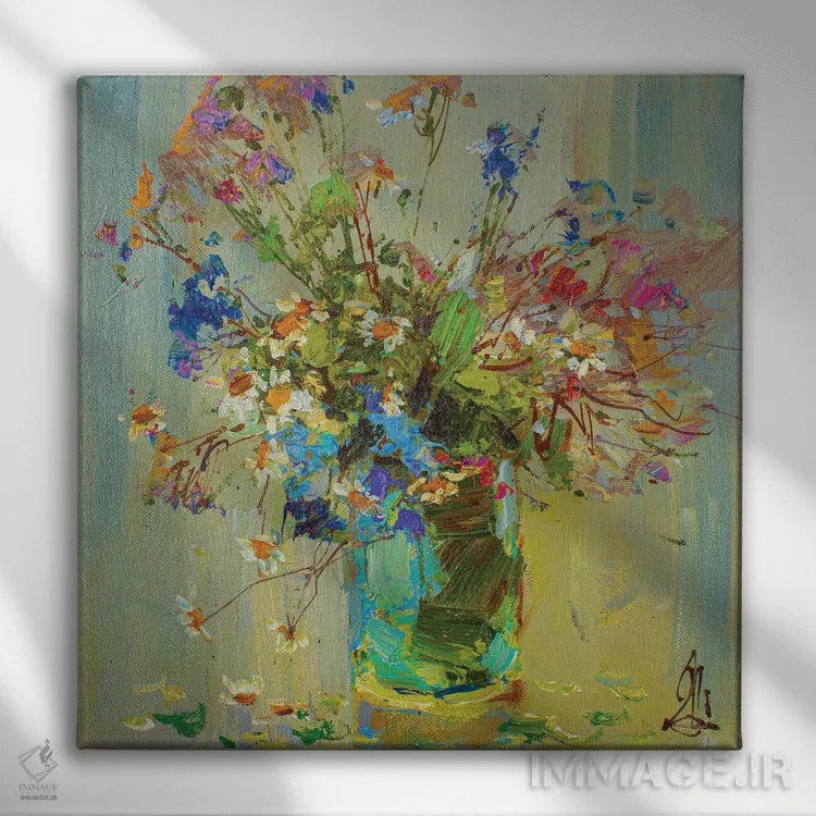 تابلو گلهای دشتی اثر سرگئی الکساندروویچ پوزدیف - نمای روبهرو روی دیوار