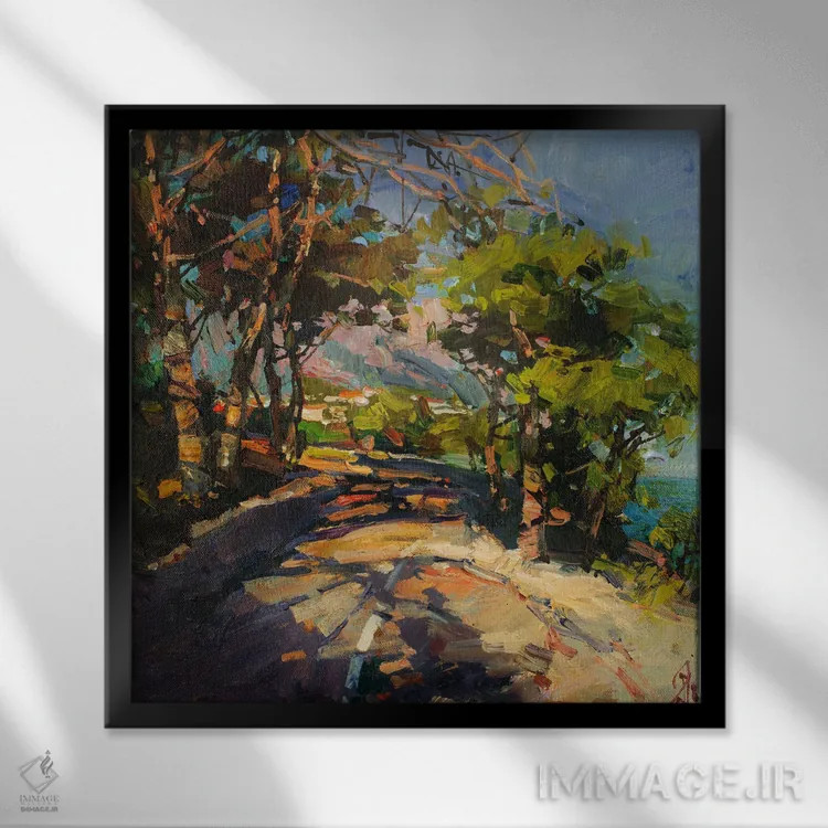 تابلو سطح نورخورده از آفتاب اثر سرگئی الکساندروویچ پوزدیف - نمای قابدار مشکی