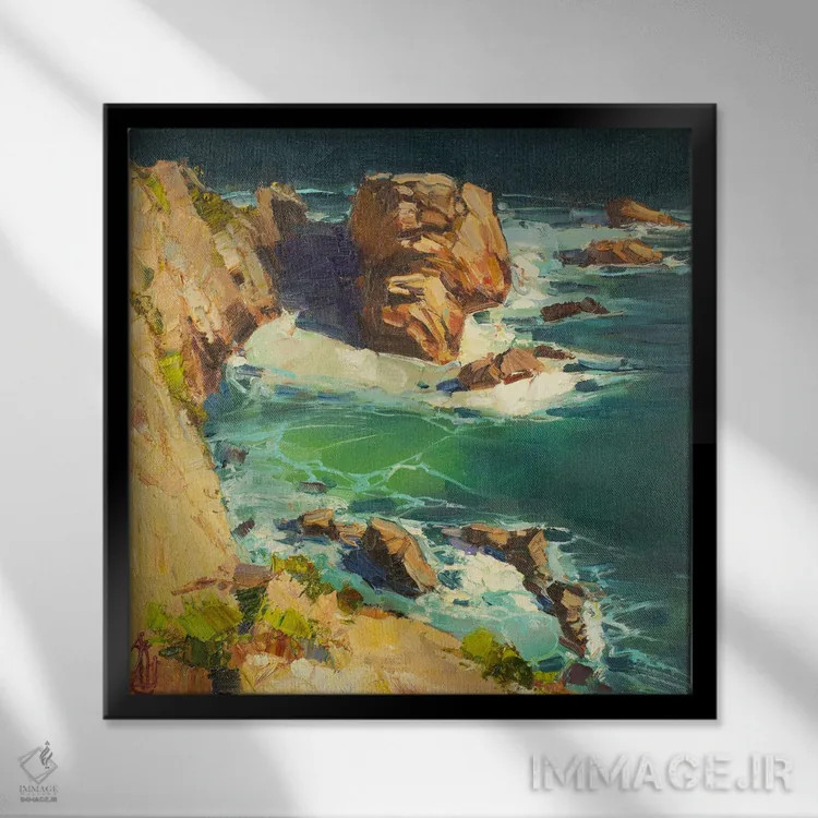 تابلو نیمروز بالای دریا اثر سرگئی الکساندروویچ پوزدیف - نمای قابدار مشکی