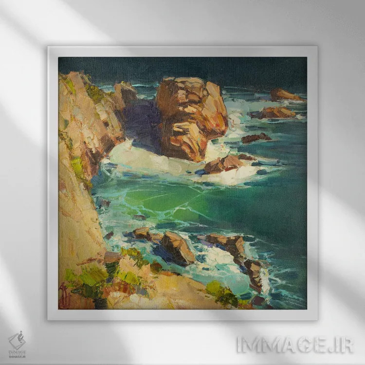 تابلو نیمروز بالای دریا اثر سرگئی الکساندروویچ پوزدیف - نمای قابدار سفید