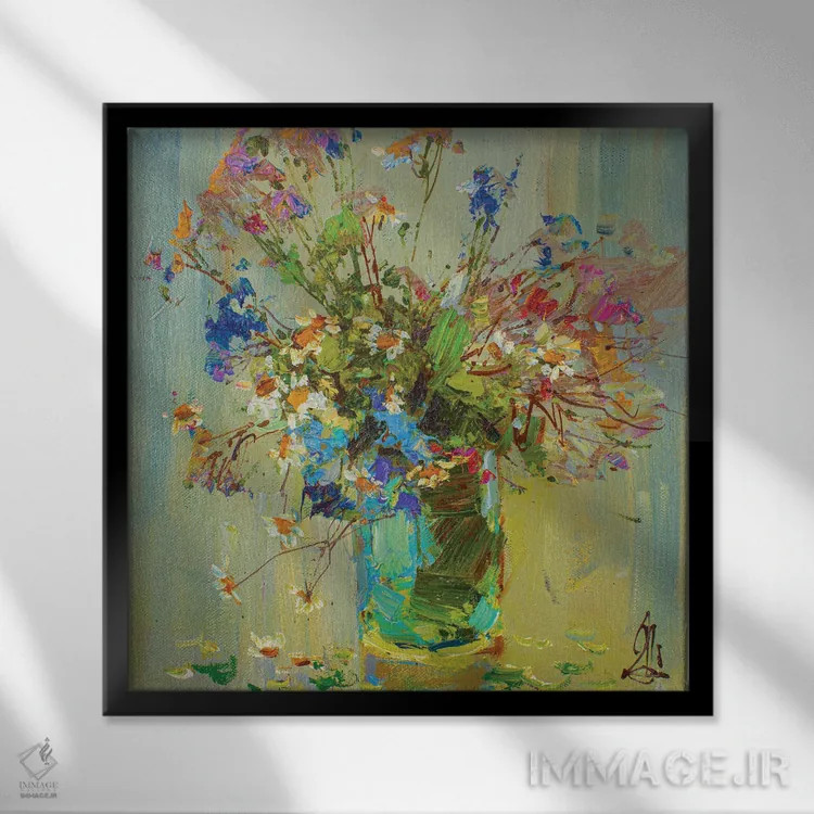 تابلو گلهای دشتی اثر سرگئی الکساندروویچ پوزدیف - نمای قابدار مشکی