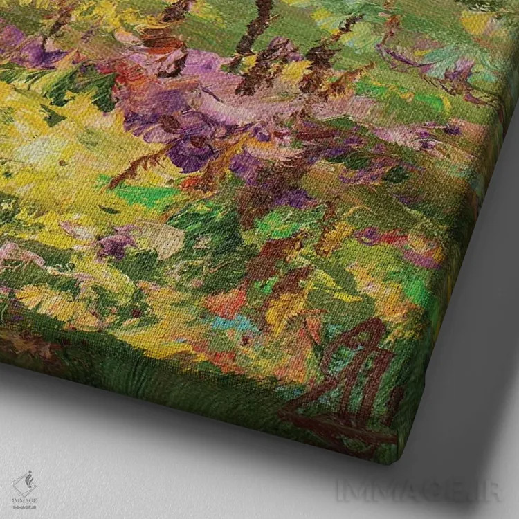 تابلو دشت بهاری اثر سرگئی الکساندروویچ پوزدیف - نمای نزدیک بافت بوم