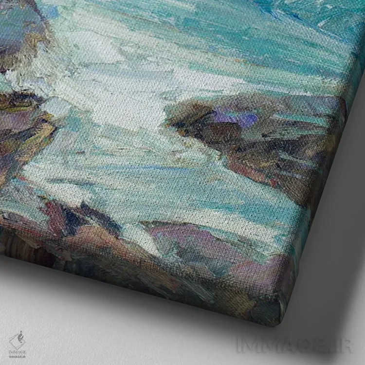 تابلو موجهای شکستهٔ دریای سیاه اثر سرگئی الکساندروویچ پوزدیف - نمای نزدیک بافت بوم