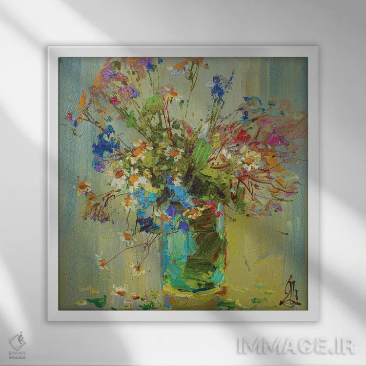 تابلو گلهای دشتی اثر سرگئی الکساندروویچ پوزدیف - نمای قابدار سفید