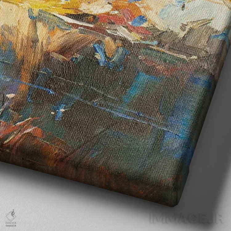 تابلو بهار در راه است اثر سرگئی الکساندروویچ پوزدیف - نمای نزدیک بافت بوم