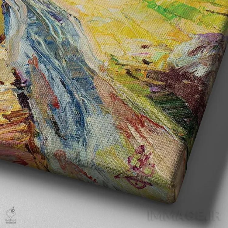 تابلو آمادهسازی برای ماهیگیری اثر سرگئی الکساندروویچ پوزدیف - نمای نزدیک بافت بوم