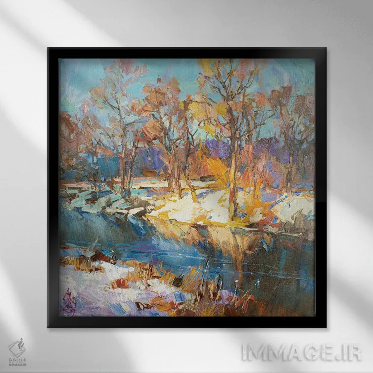 تابلو بهار در راه است اثر سرگئی الکساندروویچ پوزدیف - نمای قابدار مشکی