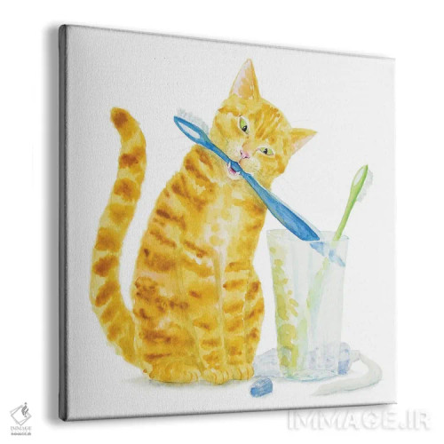 تابلو گربهٔ نارنجی و مسواکها اثر آلکسی دیمیتریویچ شمیروف - نمای پرسپکتیو محصول
