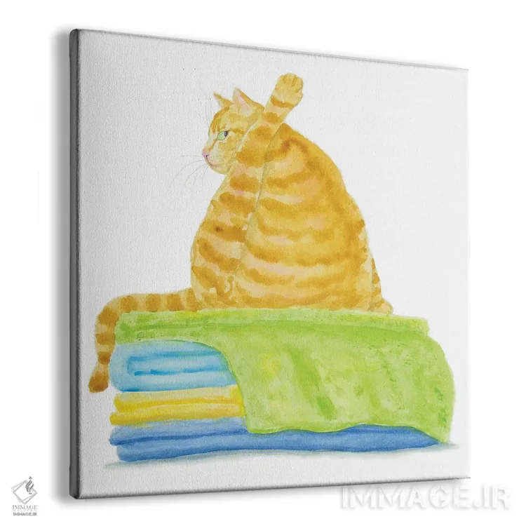 تابلو گربهٔ نارنجی روی حولهها اثر آلکسی دیمیتریویچ شمیروف - نمای پرسپکتیو محصول