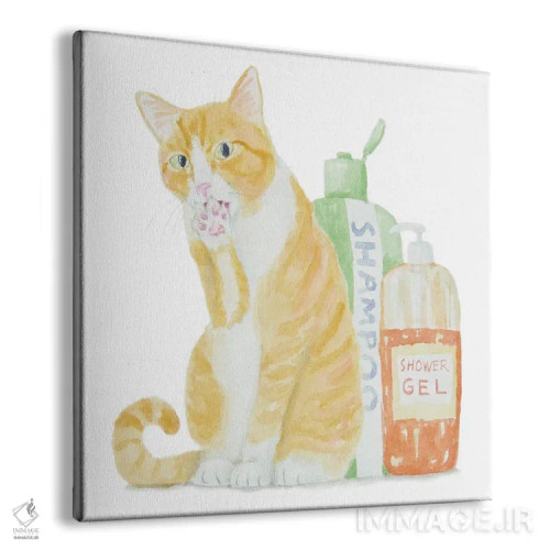 تابلو گربهٔ نارنجی سفید با شامپو اثر آلکسی دیمیتریویچ شمیروف - نمای پرسپکتیو محصول