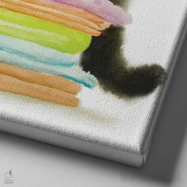 تابلو گربهٔ سیامی رگدال روی حولهها اثر آلکسی دیمیتریویچ شمیروف - نمای نزدیک بافت بوم