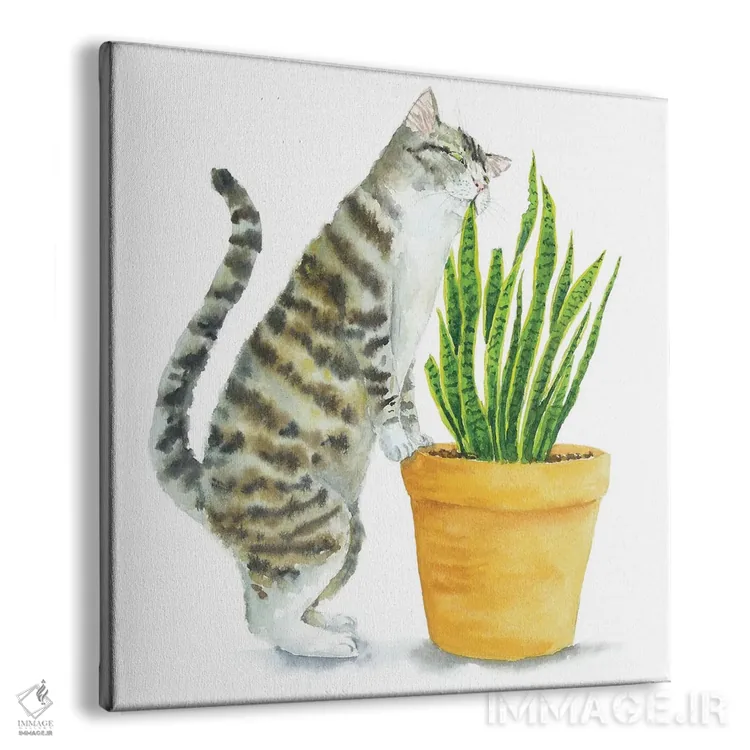 تابلو گربهٔ تیبی و گیاهان خانگی اثر آلکسی دیمیتریویچ شمیروف - نمای پرسپکتیو محصول
