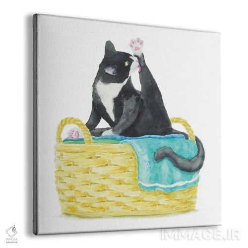 تابلو گربهٔ تاکسیدو روی حولهها اثر آلکسی دیمیتریویچ شمیروف - نمای پرسپکتیو محصول