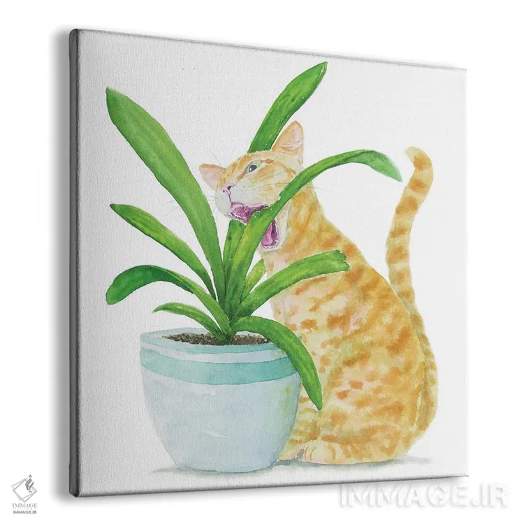 تابلو گربهٔ نارنجی و گیاهان خانگی اثر آلکسی دیمیتریویچ شمیروف - نمای پرسپکتیو محصول