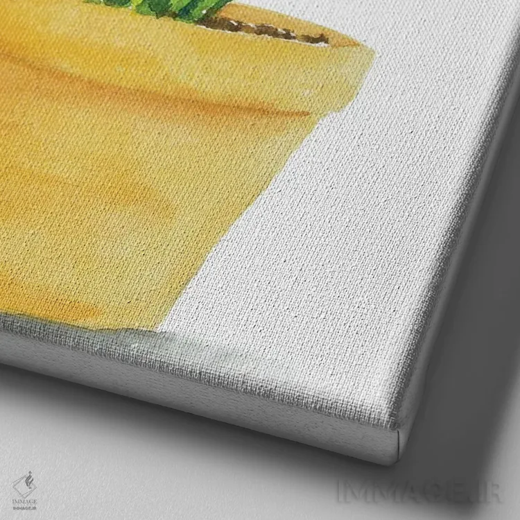 تابلو گربهٔ تیبی و گیاهان خانگی اثر آلکسی دیمیتریویچ شمیروف - نمای نزدیک بافت بوم