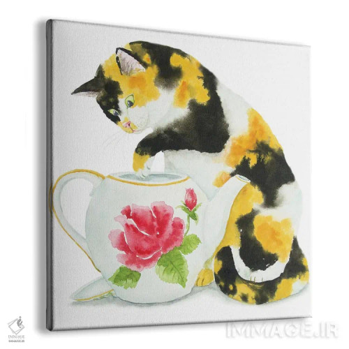 تابلو گربهٔ کالیکو و قوری اثر آلکسی دیمیتریویچ شمیروف - نمای پرسپکتیو محصول