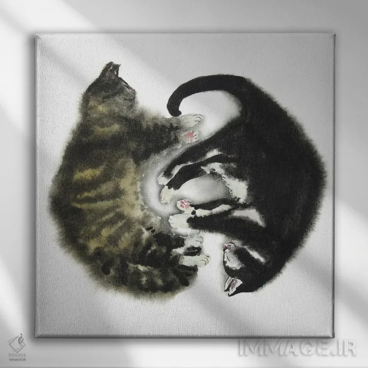 تابلو گربهٔ راهراه و تاکسیدویی اثر آلکسی دیمیتریویچ شمیروف - نمای روبهرو روی دیوار