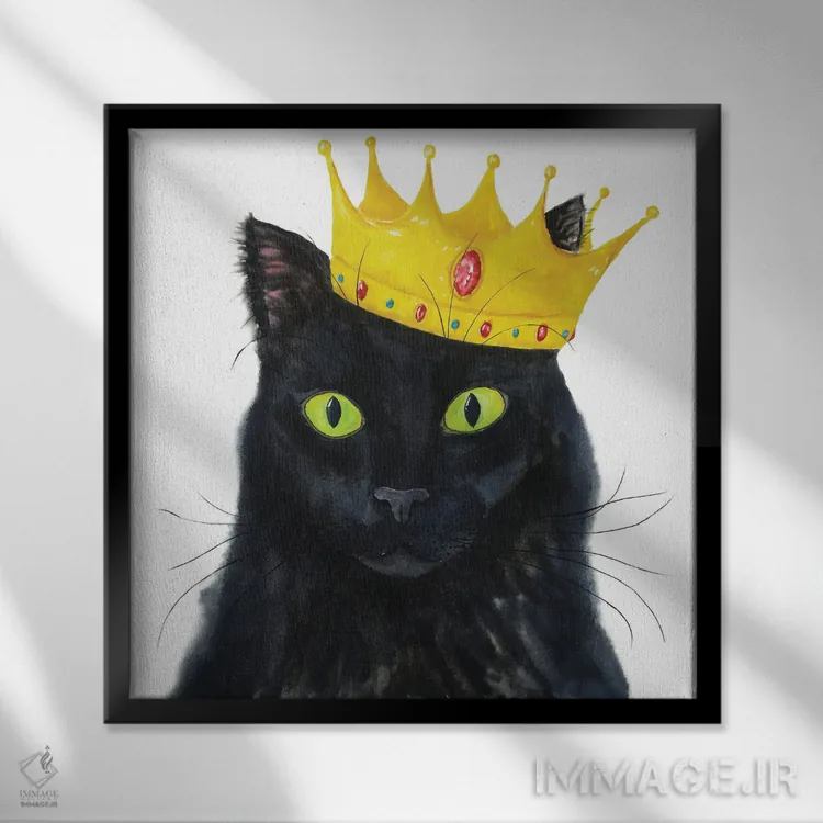 تابلو گربهٔ سیاه تاجدار اثر آلکسی دیمیتریویچ شمیروف - نمای قابدار مشکی
