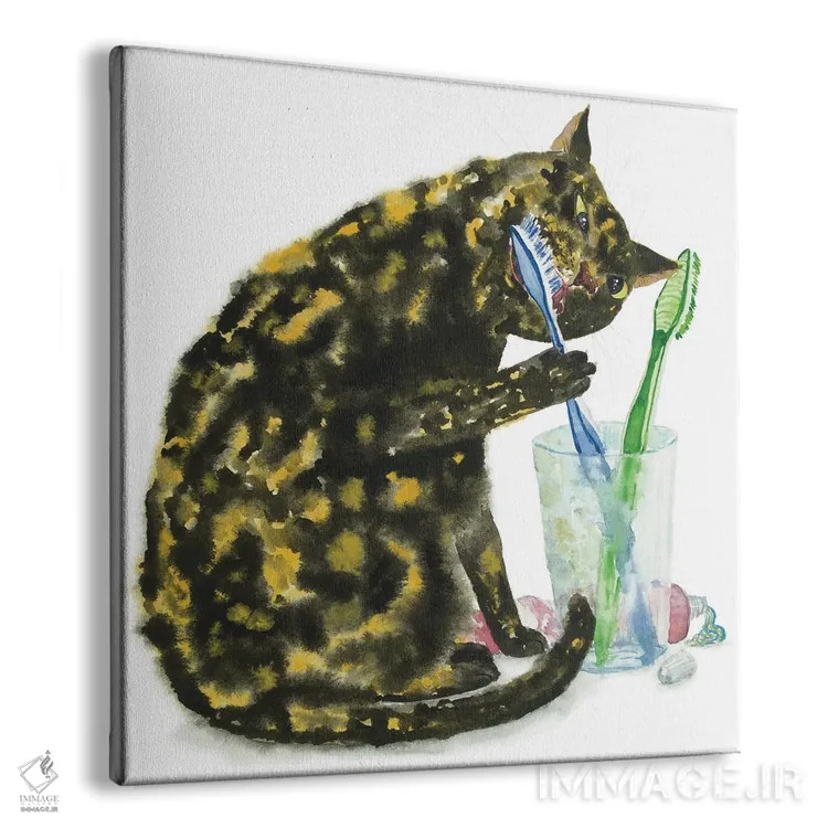 تابلو گربهای که دندان میزند اثر آلکسی دیمیتریویچ شمیروف - نمای پرسپکتیو محصول