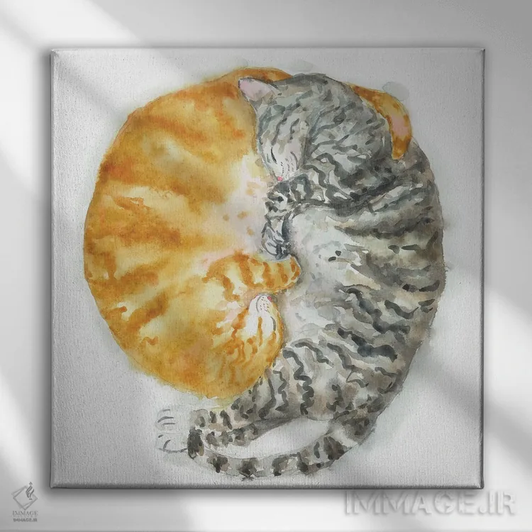 تابلو گربهٔ نارنجی و راهراه اثر آلکسی دیمیتریویچ شمیروف - نمای روبهرو روی دیوار