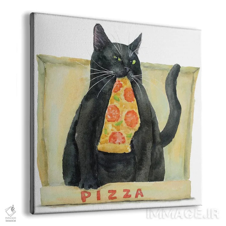 تابلو گربهٔ سیاه و پیتزا اثر آلکسی دیمیتریویچ شمیروف - نمای پرسپکتیو محصول