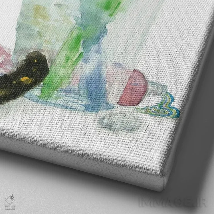 تابلو گربهای که دندان میزند اثر آلکسی دیمیتریویچ شمیروف - نمای نزدیک بافت بوم