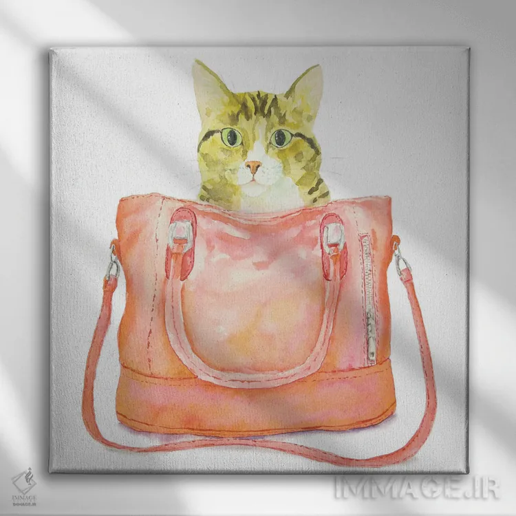 تابلو گربهٔ راهراه کنجکاو اثر آلکسی دیمیتریویچ شمیروف - نمای روبهرو روی دیوار