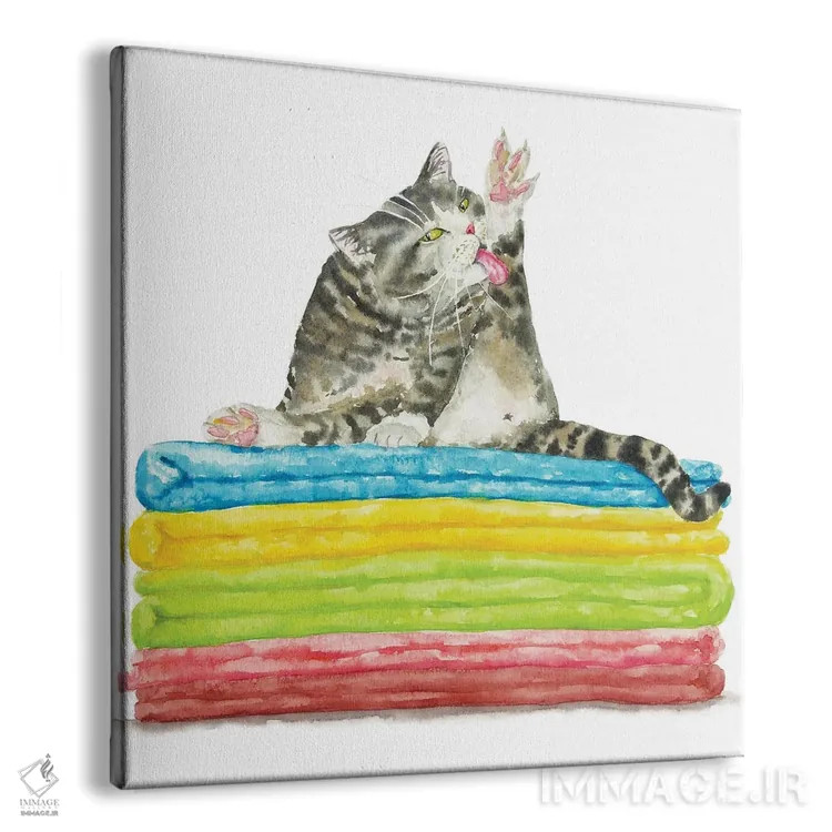 تابلو گربهٔ راهراه در حال حمام کردن اثر آلکسی دیمیتریویچ شمیروف - نمای پرسپکتیو محصول