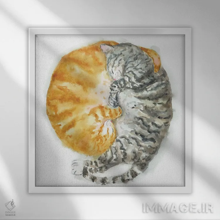 تابلو گربهٔ نارنجی و راهراه اثر آلکسی دیمیتریویچ شمیروف - نمای قابدار سفید