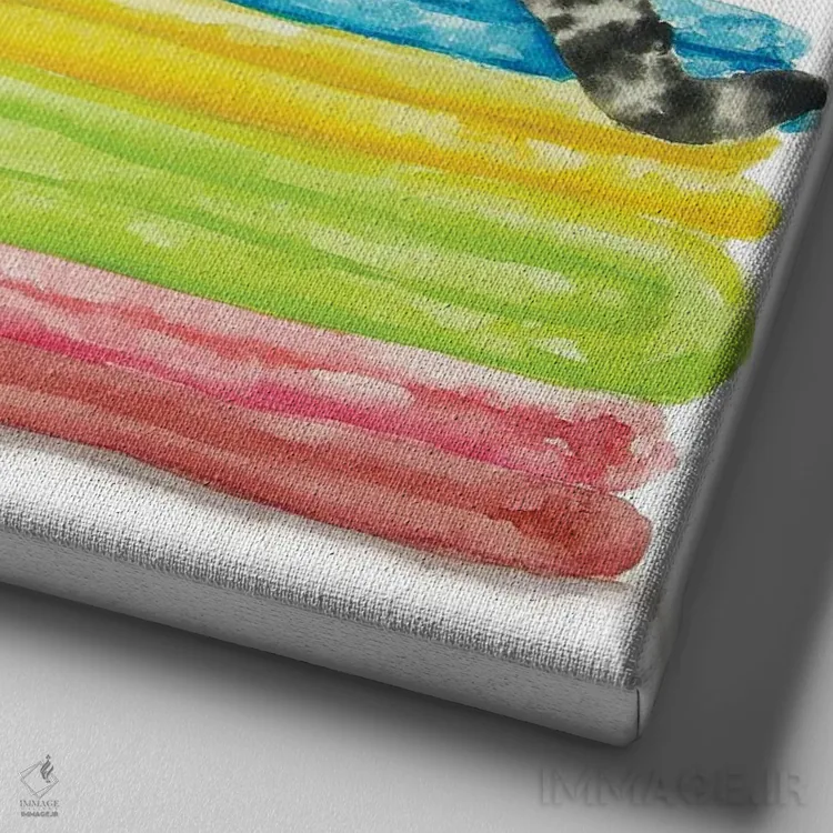 تابلو گربهٔ راهراه در حال حمام کردن اثر آلکسی دیمیتریویچ شمیروف - نمای نزدیک بافت بوم