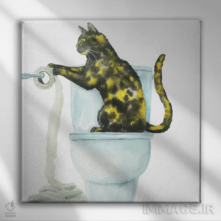 تابلو گربهی لاکپشتی و دستمال توالت اثر آلکسی دیمیتریویچ شمیروف - نمای روبهرو روی دیوار