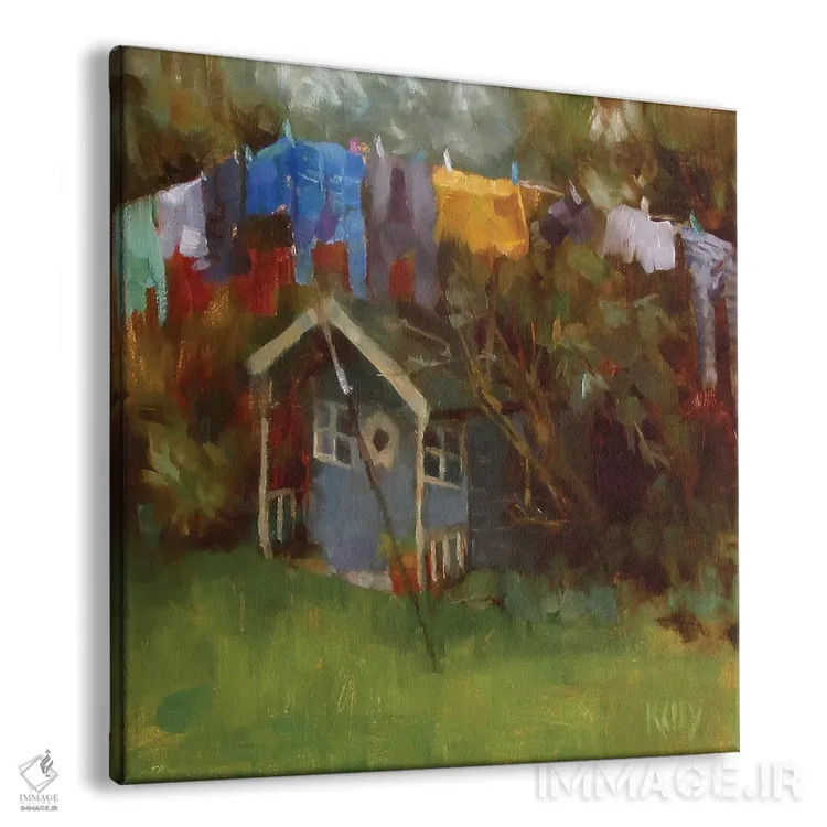 تابلو لباسهای آویزان روی بند اثر الکس کلی - نمای پرسپکتیو محصول