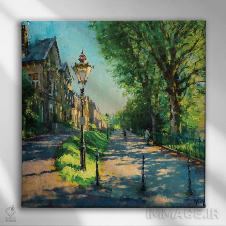 تابلو نور عصرگاهی بر پیادهروی پهن (بایکسون) اثر الکس کلی - نمای روبهرو روی دیوار