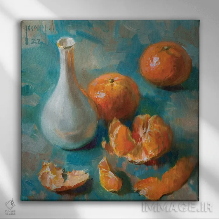 تابلو پرتقالها آبی هستند اثر الکس کلی - نمای روبهرو روی دیوار