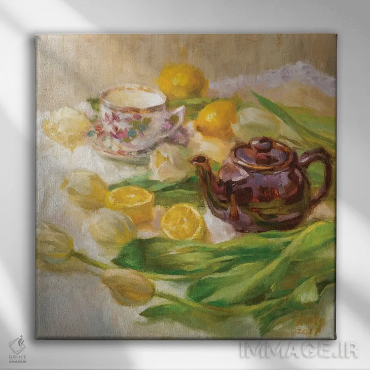 تابلو چای لیمویی اثر الکس کلی - نمای روبهرو روی دیوار