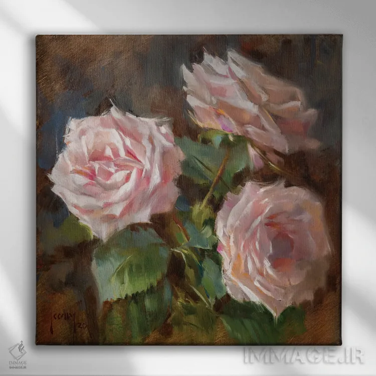 تابلو سهگانهی صورتی اثر الکس کلی - نمای روبهرو روی دیوار