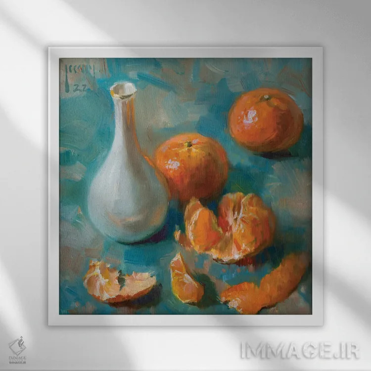 تابلو پرتقالها آبی هستند اثر الکس کلی - نمای قابدار سفید