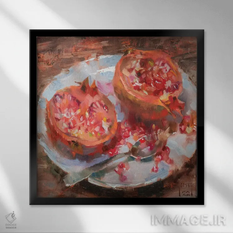 تابلو انار اثر الکس کلی - نمای قابدار مشکی