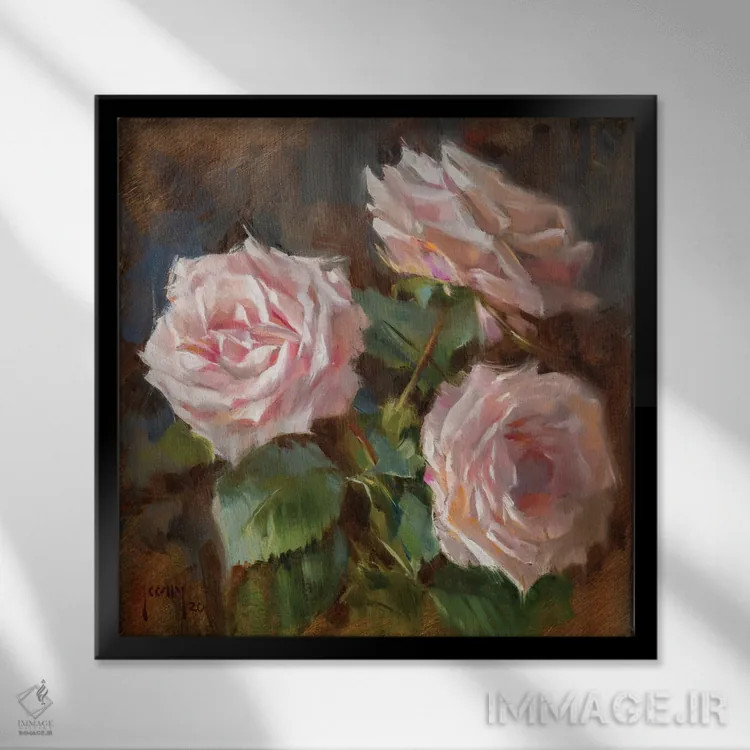 تابلو سهگانهی صورتی اثر الکس کلی - نمای قابدار مشکی