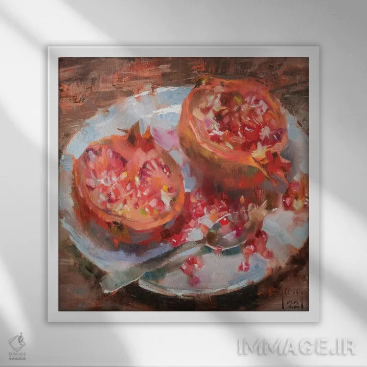 تابلو انار اثر الکس کلی - نمای قابدار سفید