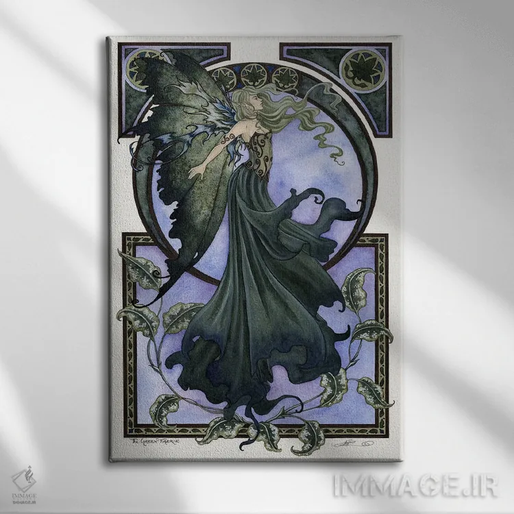 تابلو پری سبز اثر امی براون - نمای روبهرو روی دیوار