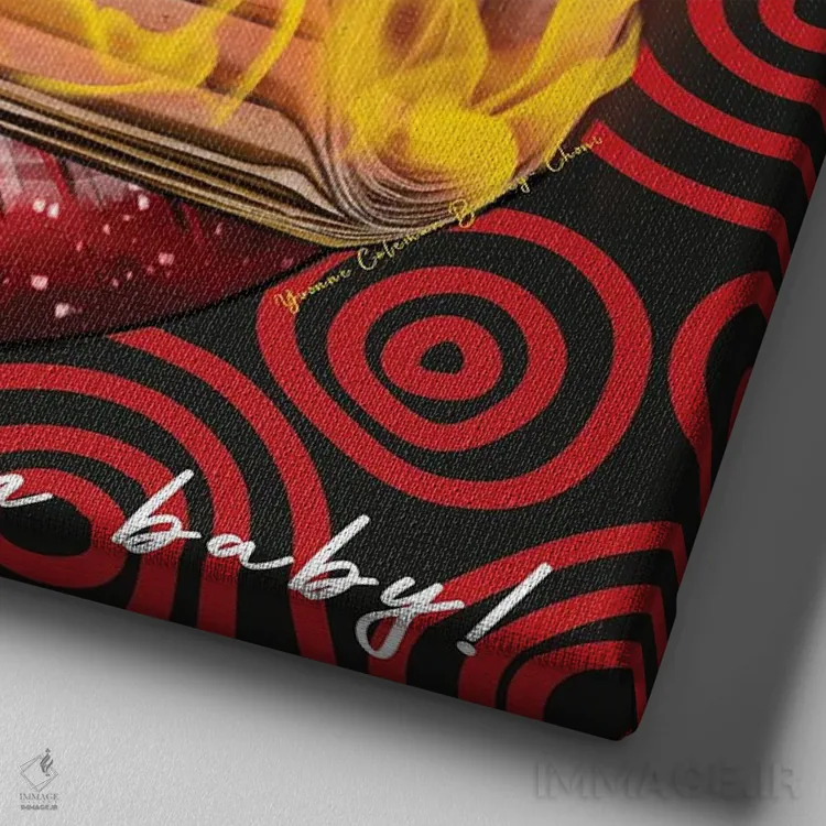 تابلو آنقدر پول دارم که بسوزانم! اثر هنرِ چونی - نمای نزدیک بافت بوم