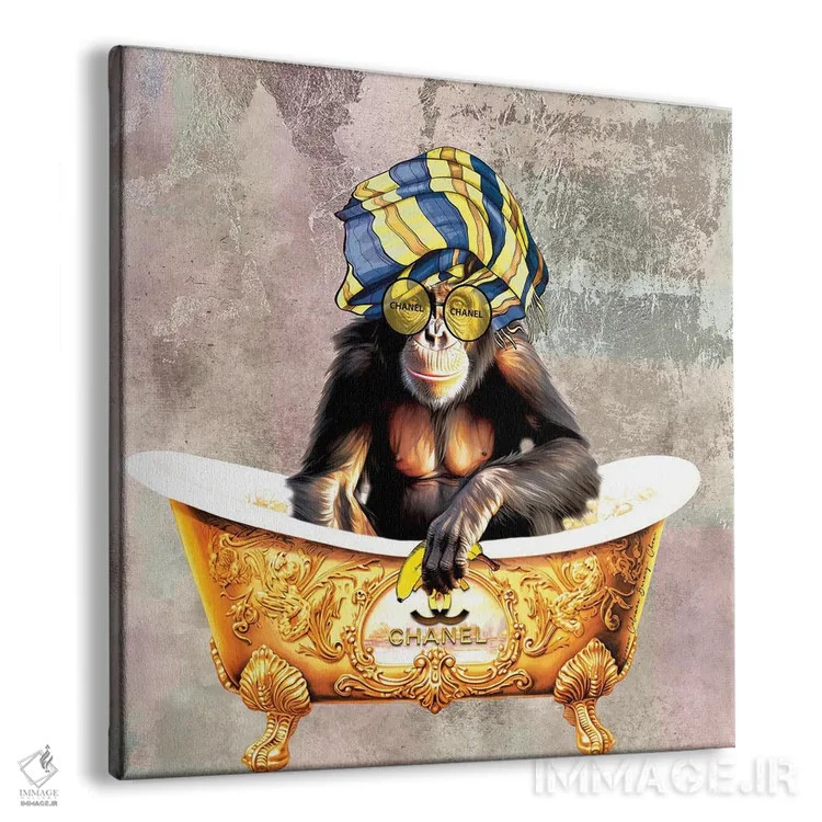 تابلو میمون شنل در وان (برند مد) اثر هنرِ چونی - نمای پرسپکتیو محصول