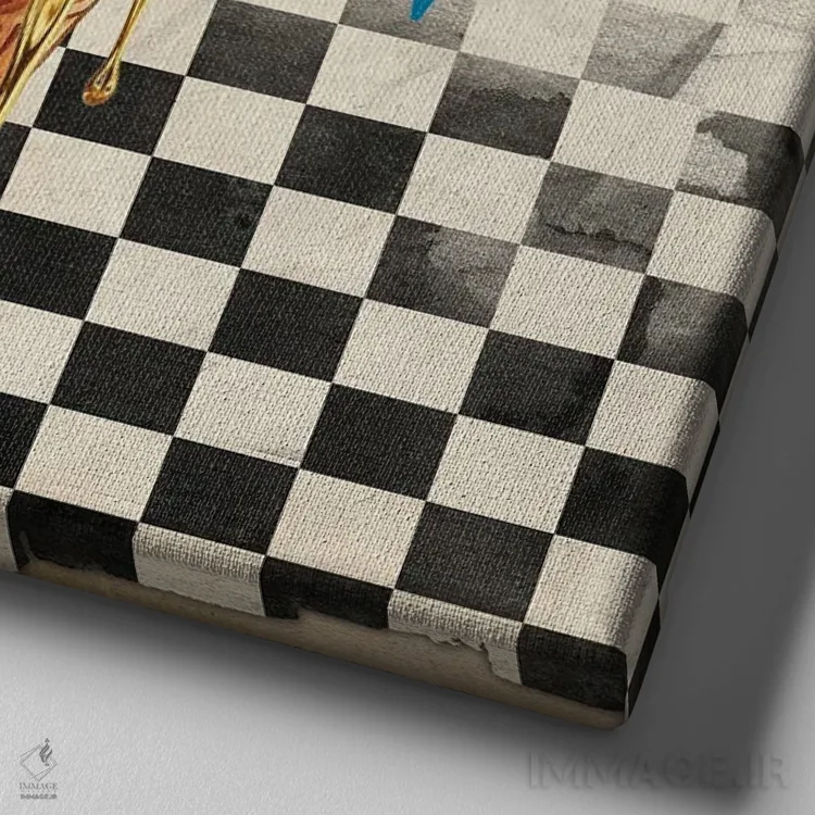 تابلو بستنی قیفی دیسکوی تیره اثر هنرِ چونی - نمای نزدیک بافت بوم