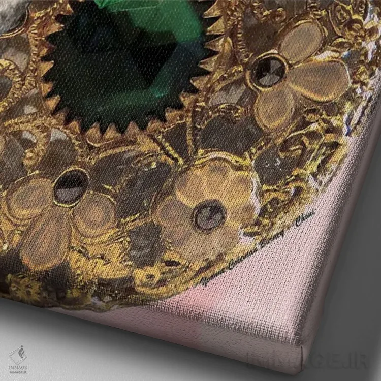 تابلو مخمل زمردی اثر هنرِ چونی - نمای نزدیک بافت بوم