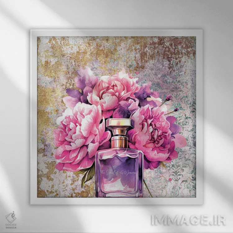 تابلو عطر یک زن اثر هنرِ چونی - نمای قابدار سفید