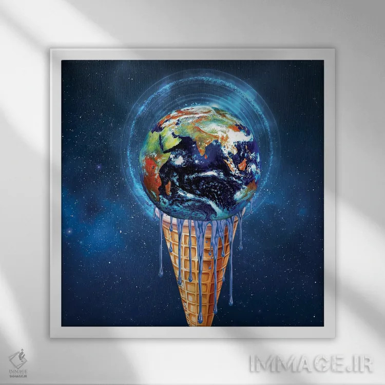 تابلو بستنی قیفی زمین پرانرژی اثر هنرِ چونی - نمای قابدار سفید